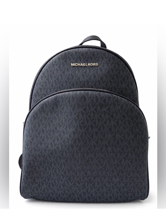 Michael Kors Handbags - Michael Kors Black Logo-Print Backpack with Gold Hardware EUC